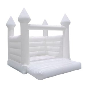Château gonflable blanc pour enfant en location à Grenoble par Boum des Bambins.